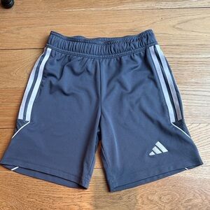 adidas Kids Gray Athletic Shorts with White Accents Size 9-10